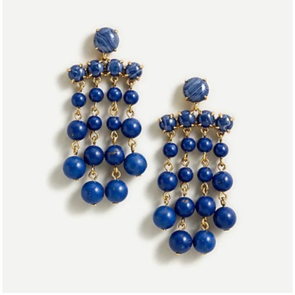 NEW J. Crew Hortensia Chandelier Drop Earrings in Brilliant Sapphire Blue
